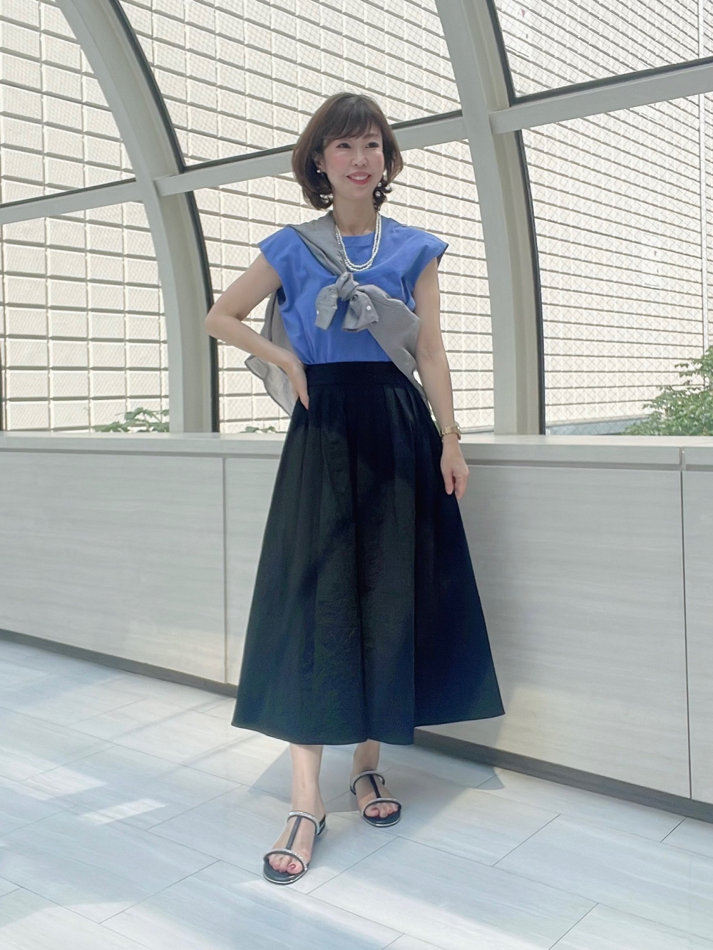 ハイストレッチナイロンタックフレアスカート（マシンウォッシャブル 