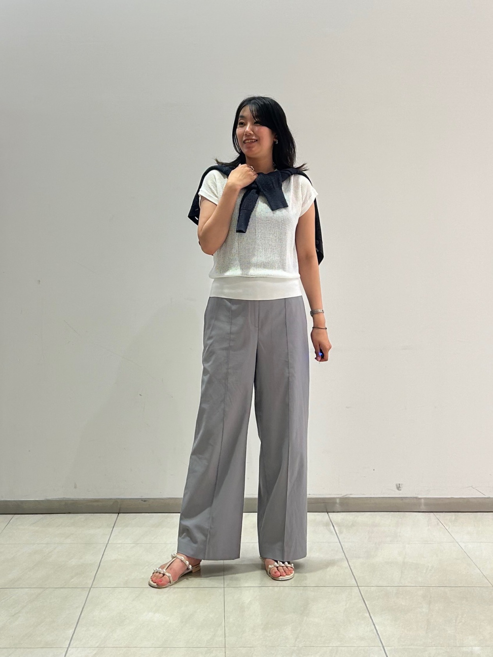 2024年モデル【丈長め】ワイドパンツ（リネンブレンド）、リネン