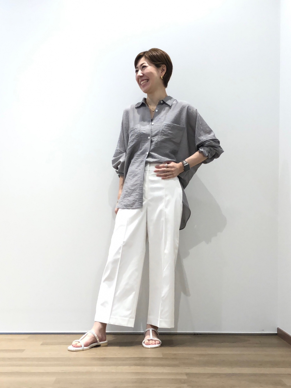 2024年モデル ワイドパンツ（リネンブレンド）、リネンブレンドダブル