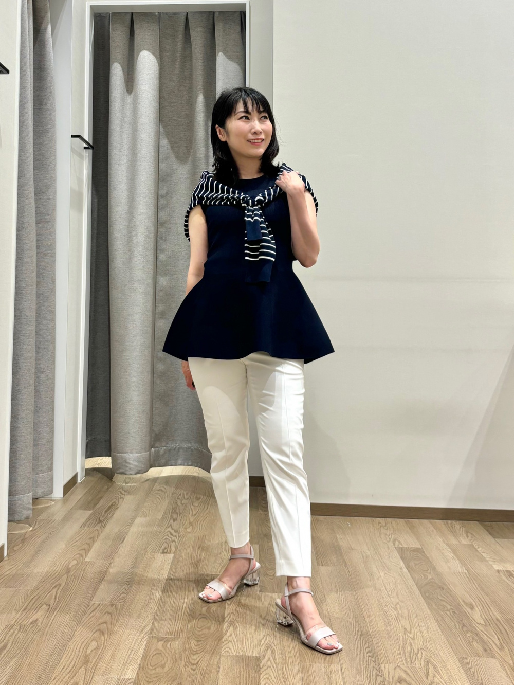 リネンブレンドダブルジャケット、スティックパンツ（リネン