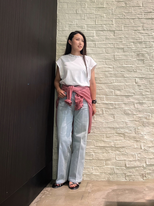 美品：Theory】ストレッチニット 問う 半袖シャツ「S：ホワイト」②