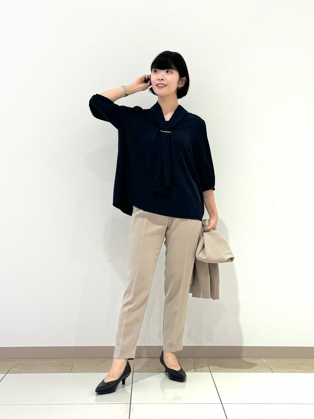 【新品タグ付】PLST 2024年トリアセブレンドテーパードパンツ M ネイビー PLST(プラステ)公式 | 2024年モデル【丈長め】トリアセブレンド