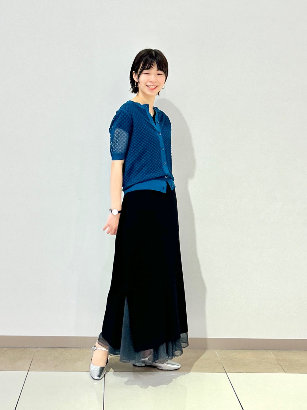 リーフプリントイージーワイドパンツ、ハイツイストコットン