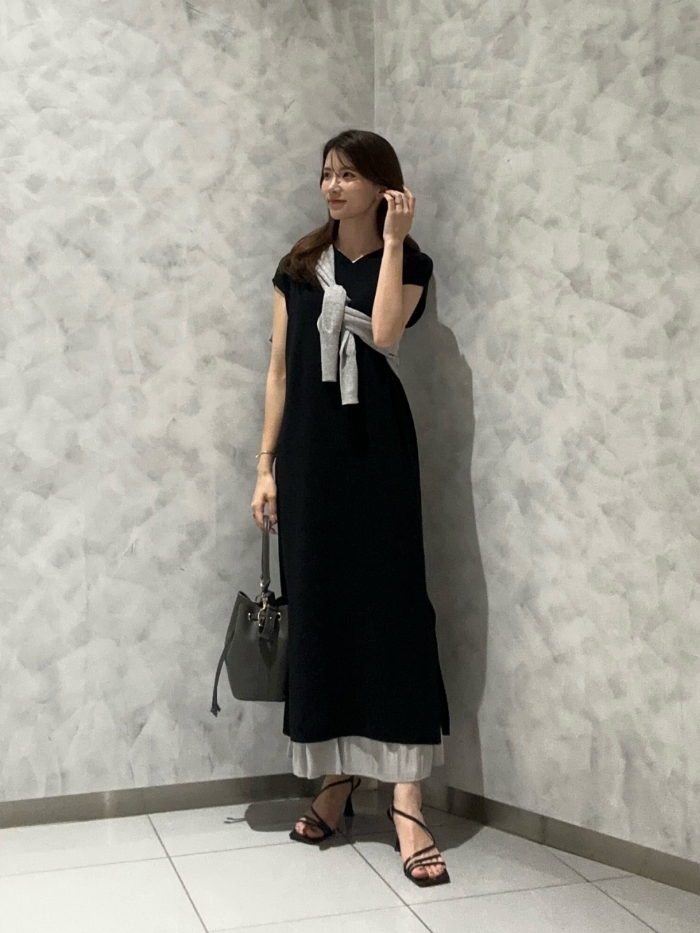リーフプリントイージーワイドパンツ、ハイツイストコットン