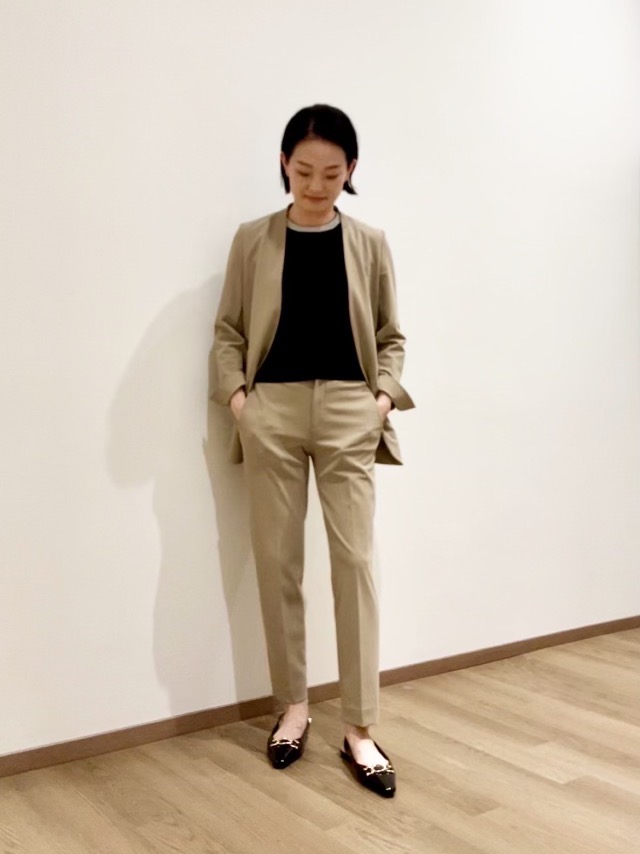 プラステ　プレミアムオックス　ジャケットパンツ　ベージュ　S プラステ プレミアムオックス ジャケットパンツ ベージュ S PLST