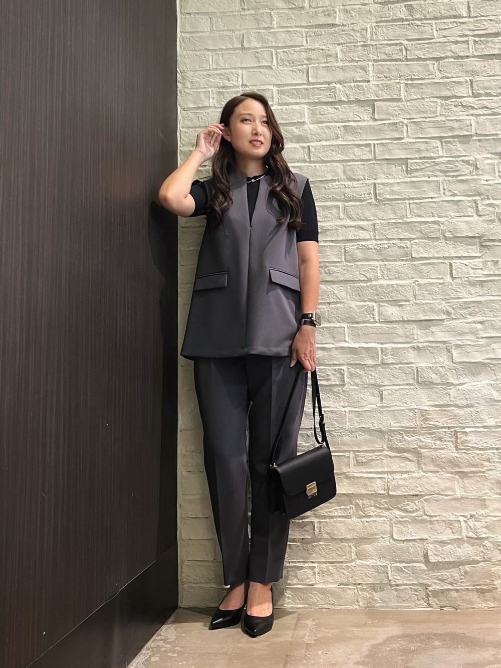 プラステ　完売品　ウールブレンドリラクシーダブルジャケット　ダークグレー PLST(プラステ)公式 | ウールブレンドリラクシーダブルジャケット