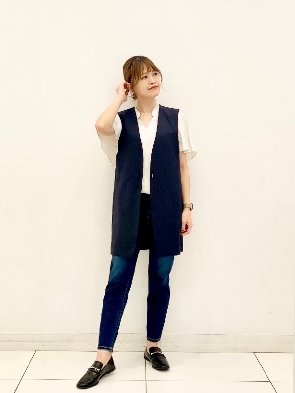 新品タグ付き✨プラステ　マルチストレッチミドルジレ ジレ　紺　M 新品タグ付き】プラステ マルチストレッチミドルジレ ジレ ネイビー