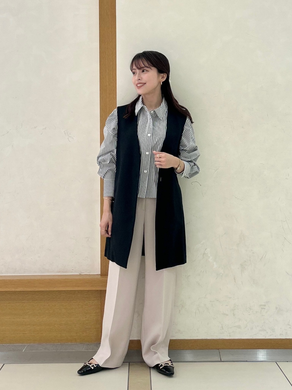 丈長め】スティックパンツ（コットンブレンド）、コットン
