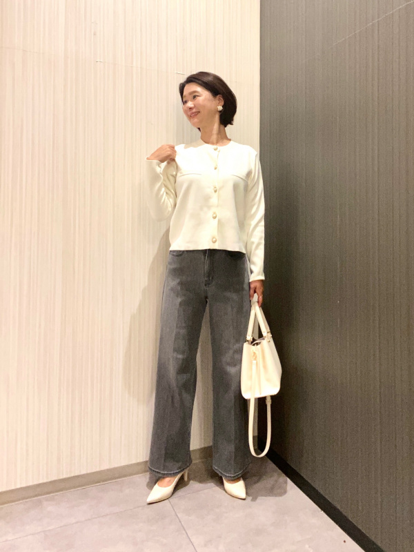 新品タグ付きフェイクパールブラウスパンツセットアップベージュ PLST