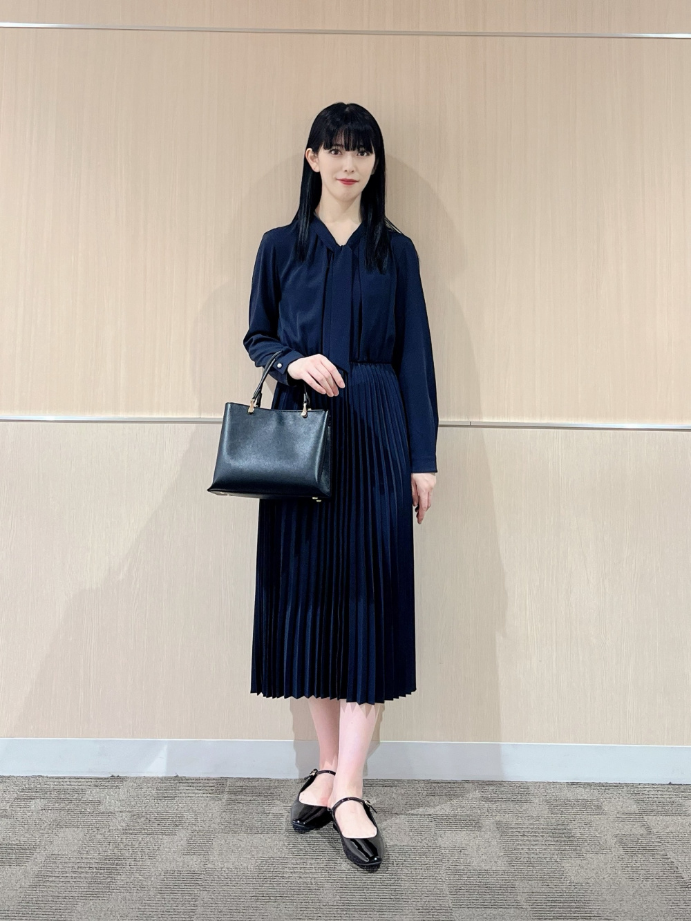 ジョーゼットプリーツドッキングワンピース（長袖）、2024年モデル