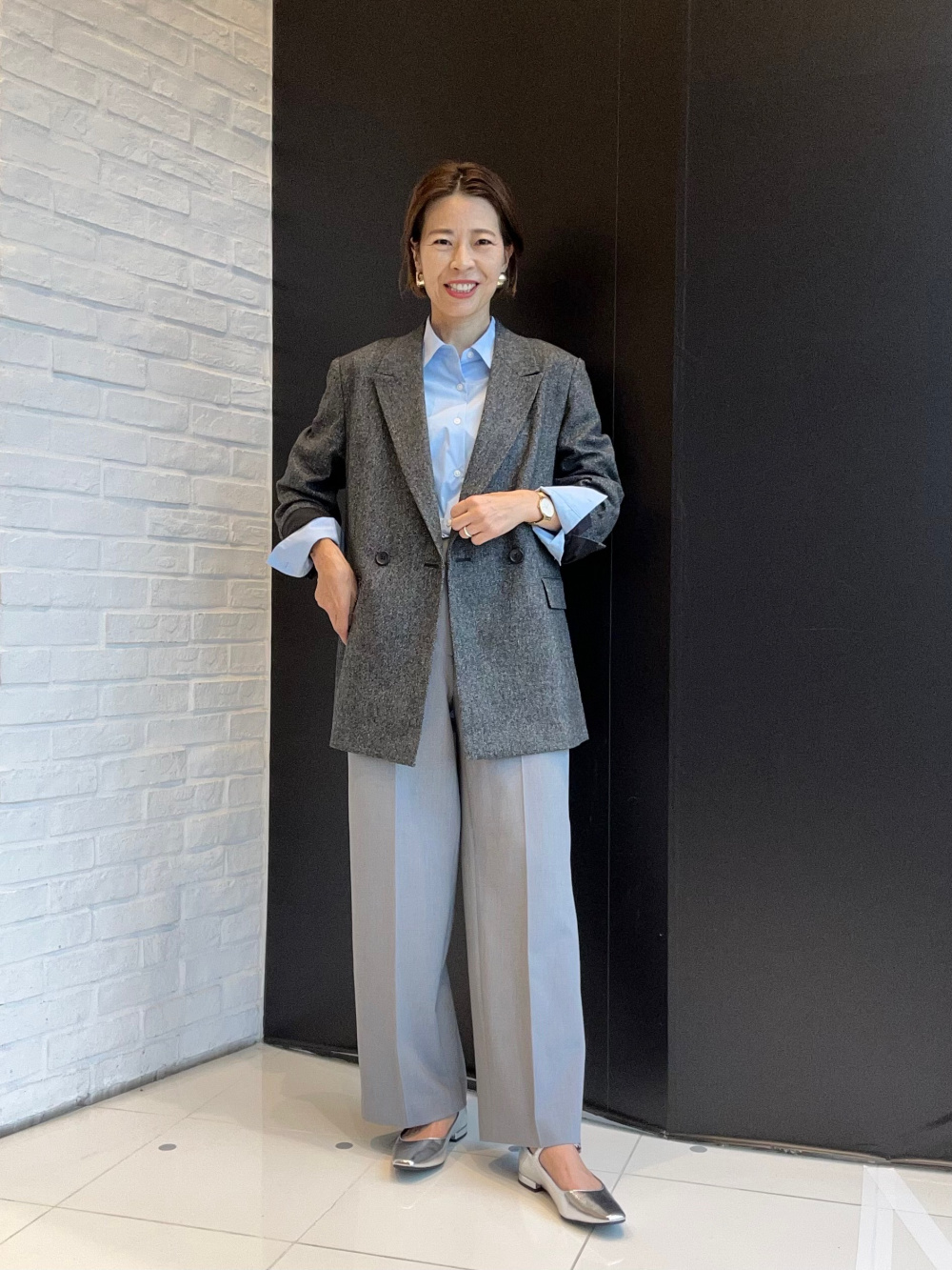 プラステ　完売品　ウールブレンドリラクシーダブルジャケット　ダークグレー PLST(プラステ)公式 | ウールブレンドリラクシーダブルジャケット