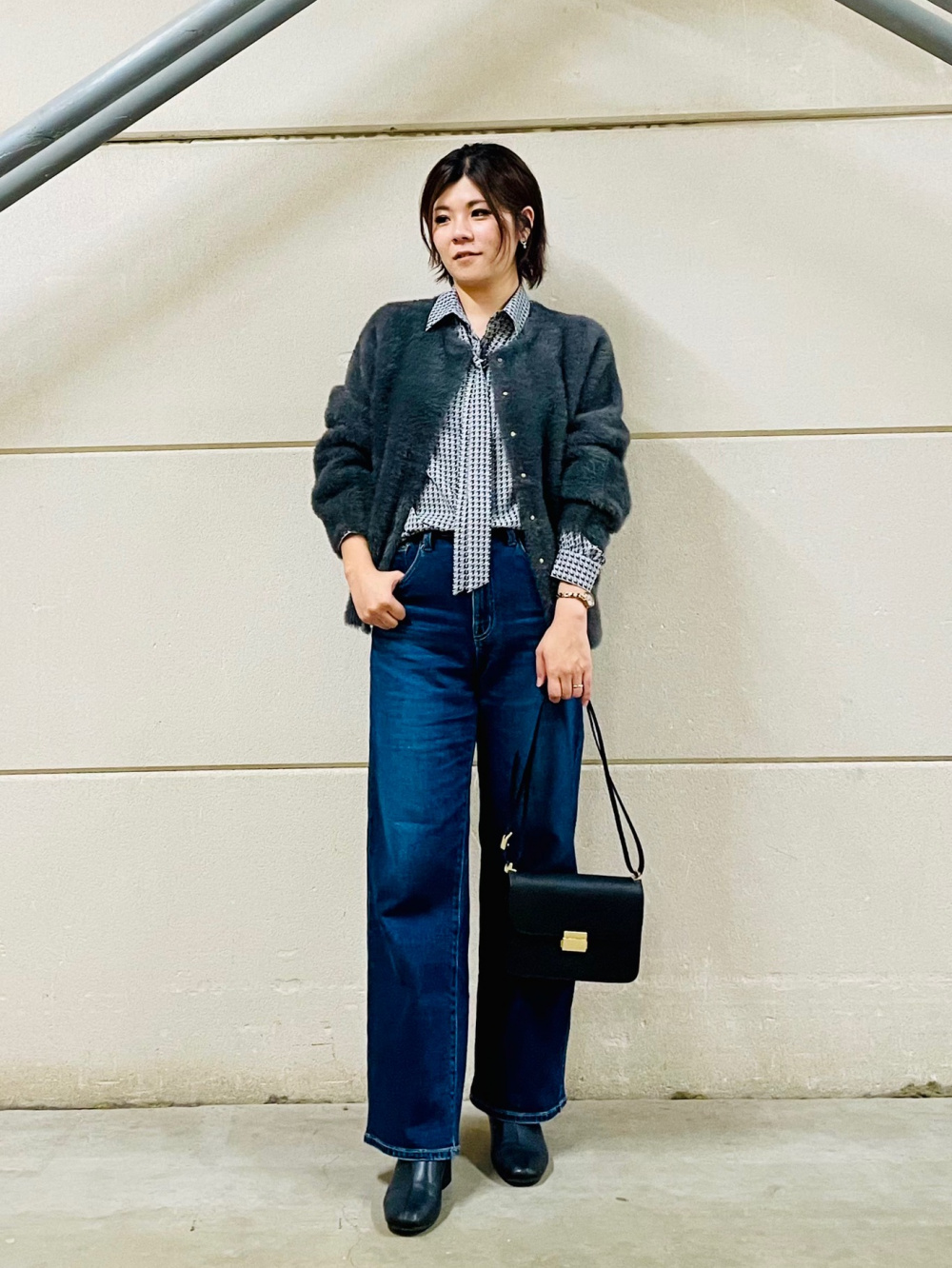 PLUS STYLEハイライズワイドジーンズ 124106002 124106021 124306005 