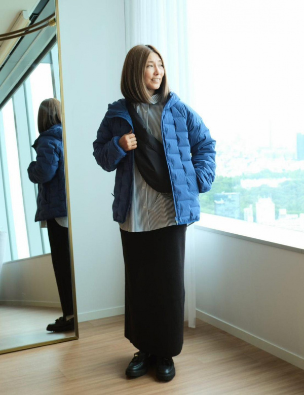 タイプライターワイドシャツ（長袖）（レディース）の着用