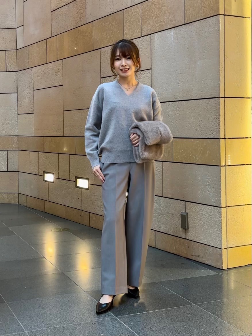 PLUS STYLE ワイドパンツ（ウォームリザーブ）（マシンウォッシャブル  