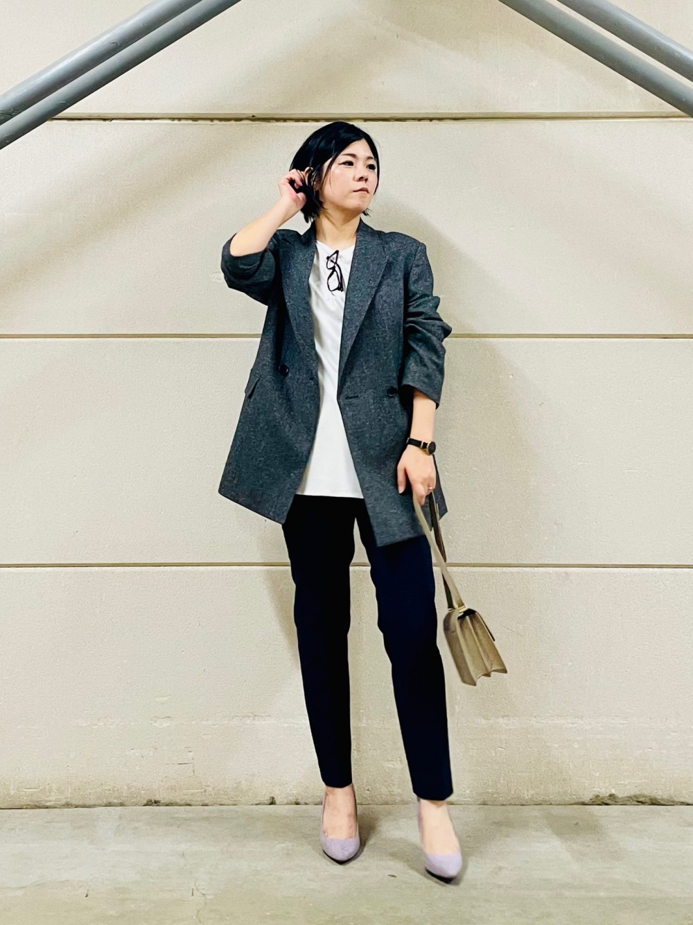 プラステ　完売品　ウールブレンドリラクシーダブルジャケット　ダークグレー PLST(プラステ)公式 | ウールブレンドリラクシーダブルジャケット