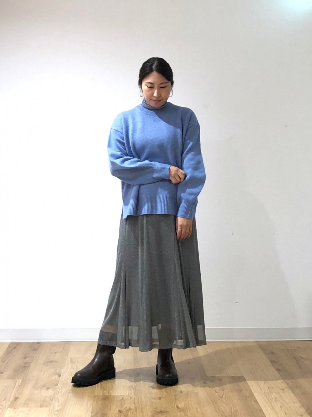 ラメシアーリブタートルネックセーター （長袖）、エクストラファイン  