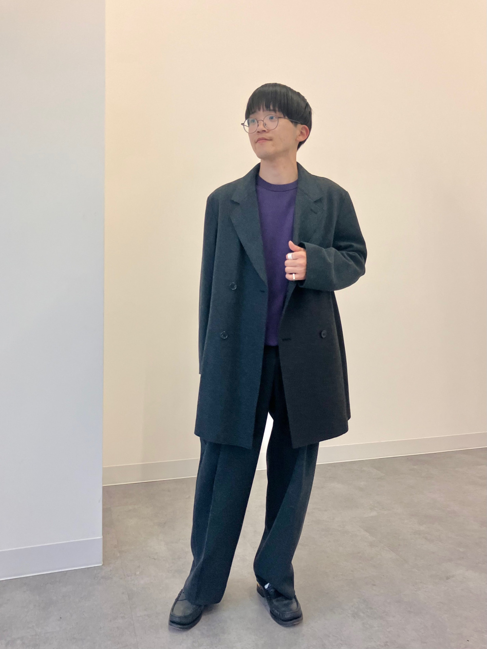 プレシャスニットメルトンノーカラージャケット、カシミヤ