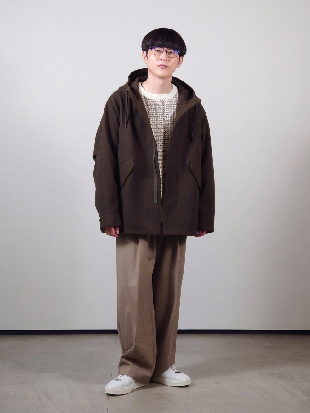 プレシャスニットメルトンノーカラージャケット、カシミヤ