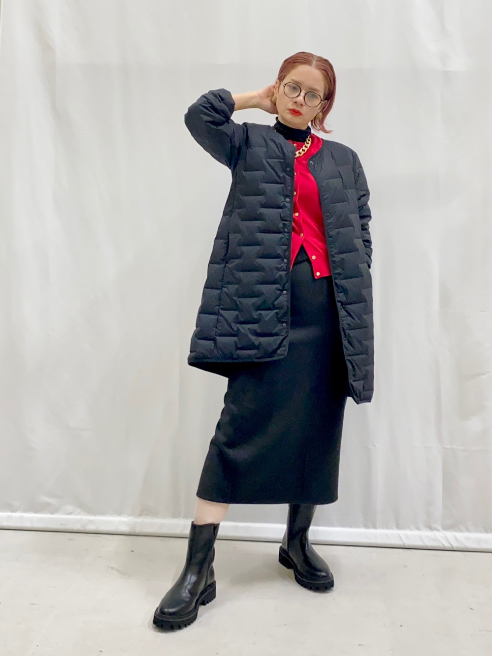 2024年モデル ウールモッサノーカラーハーフコート、ウールブレンド