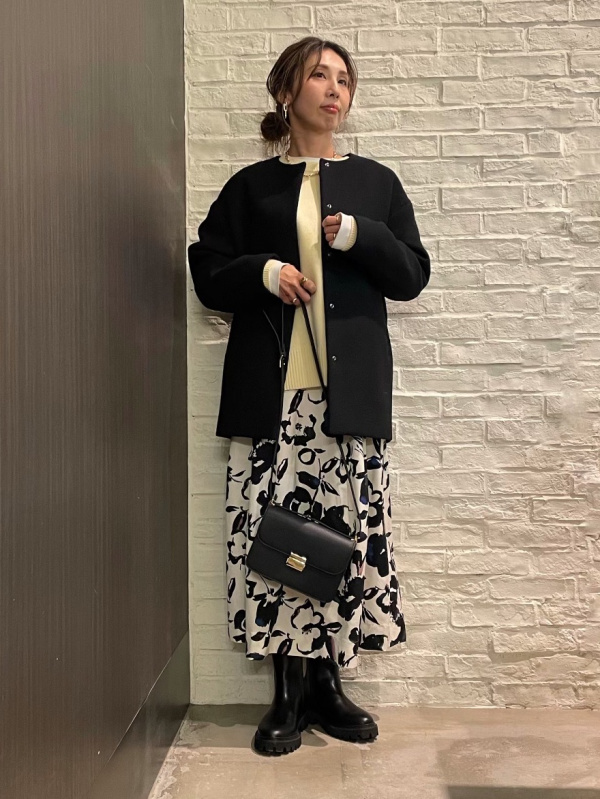 新品未使用品　PLST ウールモッサノーカラーハーフコート ネイビー　Sサイズ PLST - ウールモッサノーカラーハーフコート ネイビー Mの通販 by