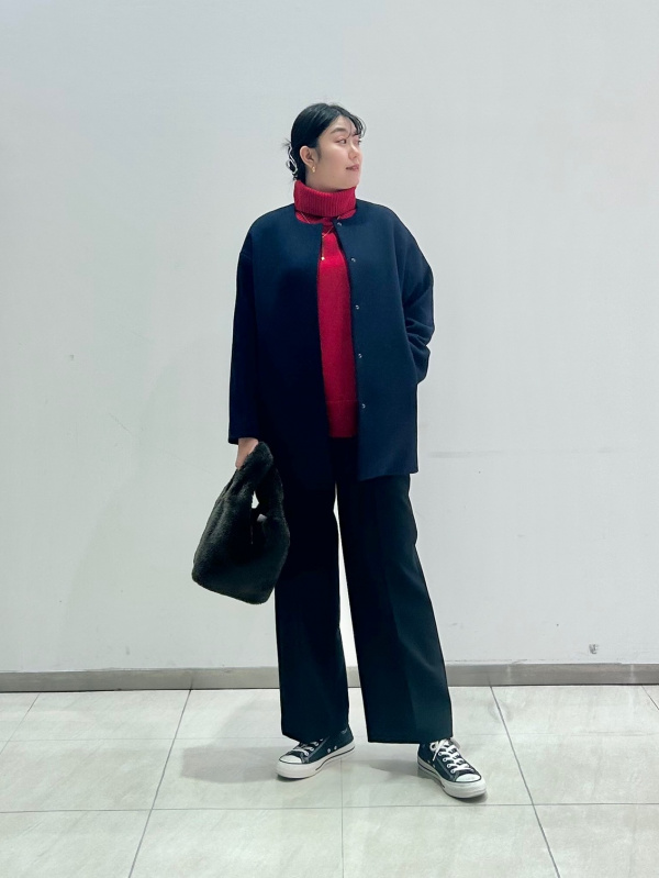 2024年モデル ウールモッサノーカラーハーフコート（レディース）の