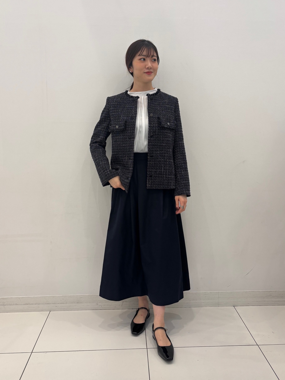 ウールブレンドリラクシーダブルジャケット、カラーミックス