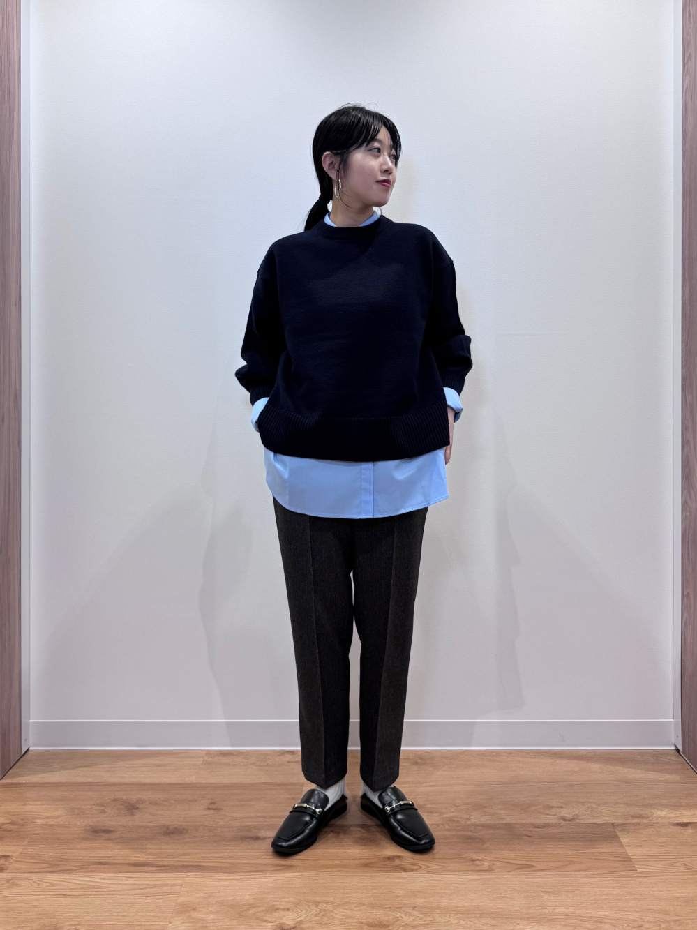 チドリプリントボウタイブラウス（長袖）、ボリュームチュールスカート 
