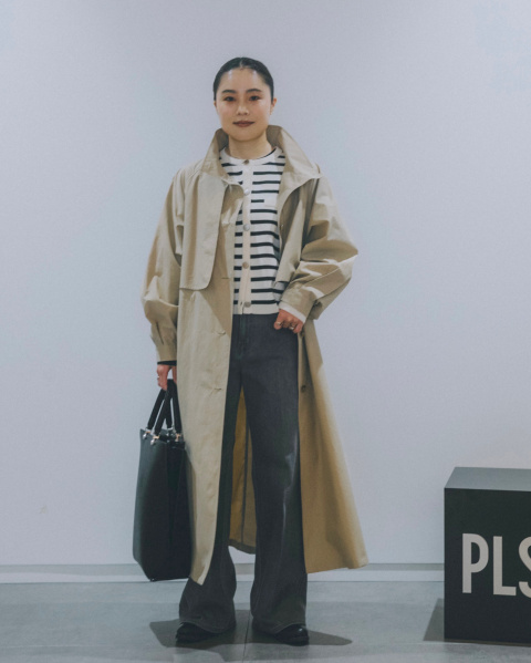 PLST スタンドカラー スプリングコート アイボリー PLST - プラステ