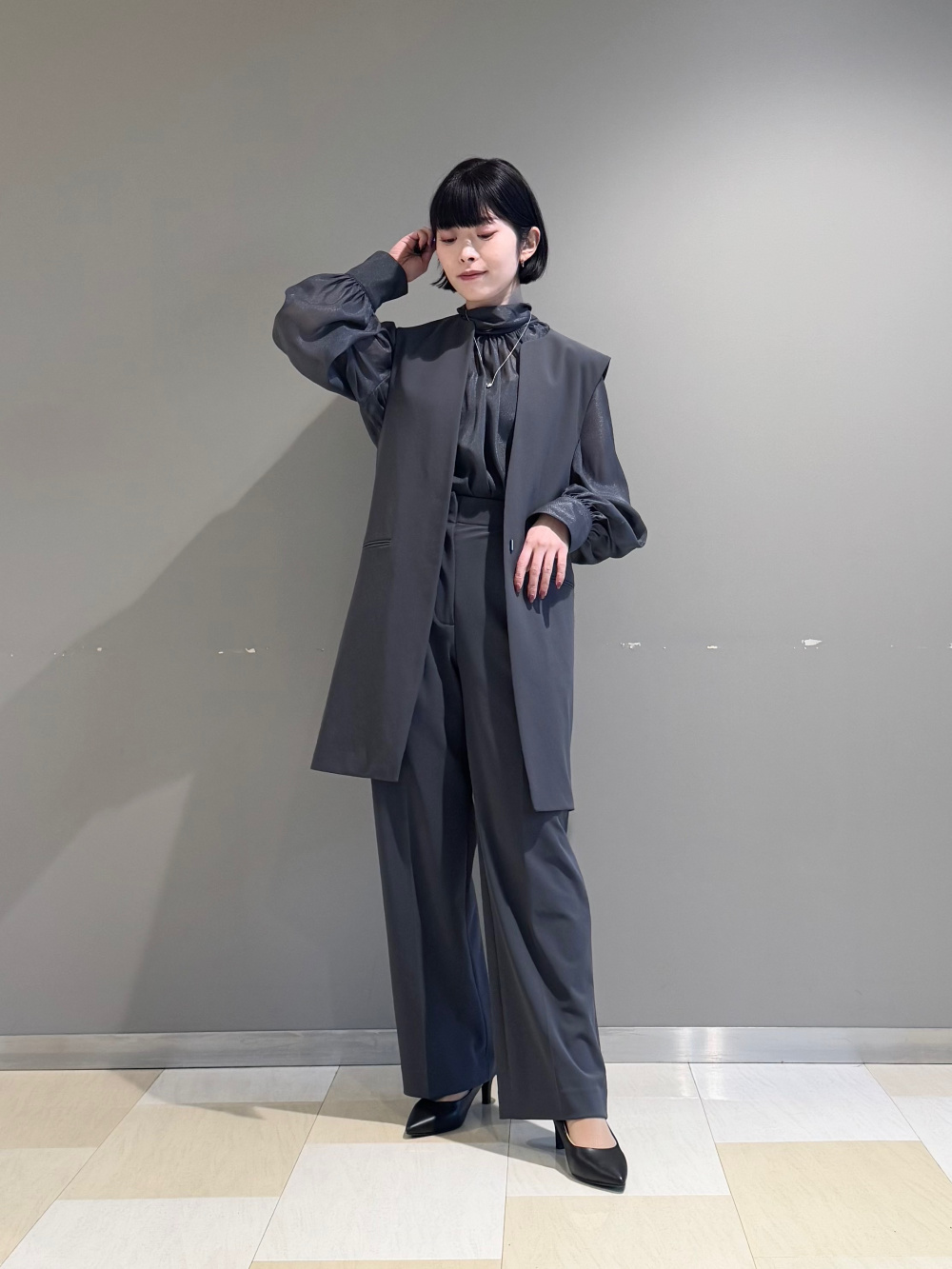 美品 PLST 2025年モデル プレミアムオックスダブルジャケット ブラック PLST(プラステ)公式 | プレミアムオックスダブルジャケット(レディース)