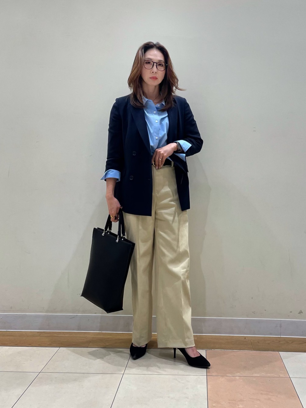 プレミアムオックスダブルジャケット、ソフトフレアパンツ（リネン