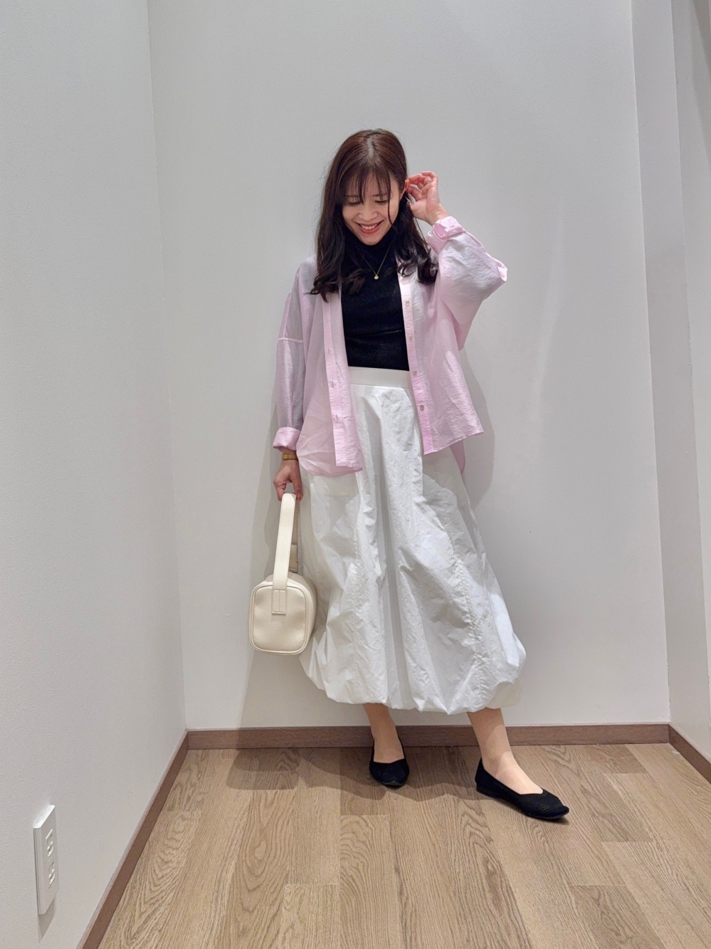 ブラッシュドバックダブルジャケット、PLUS STYLE ワイドパンツ