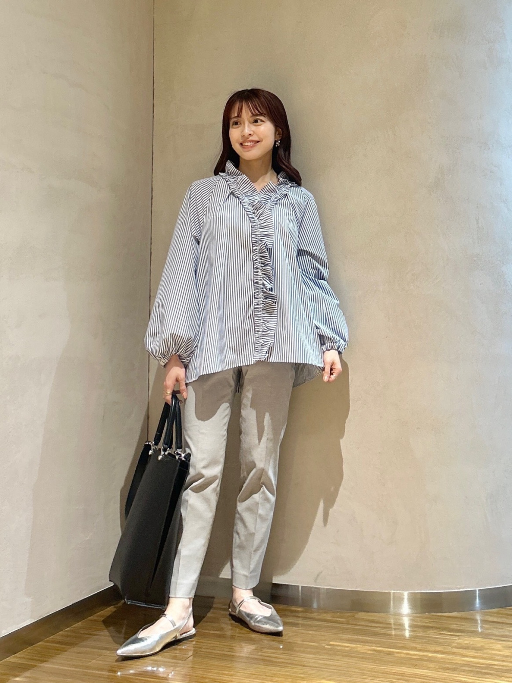 PLST ホワイト スキューバジャージーフレアスカート スキューバジャージーフレアスカート、タイプライターフリル