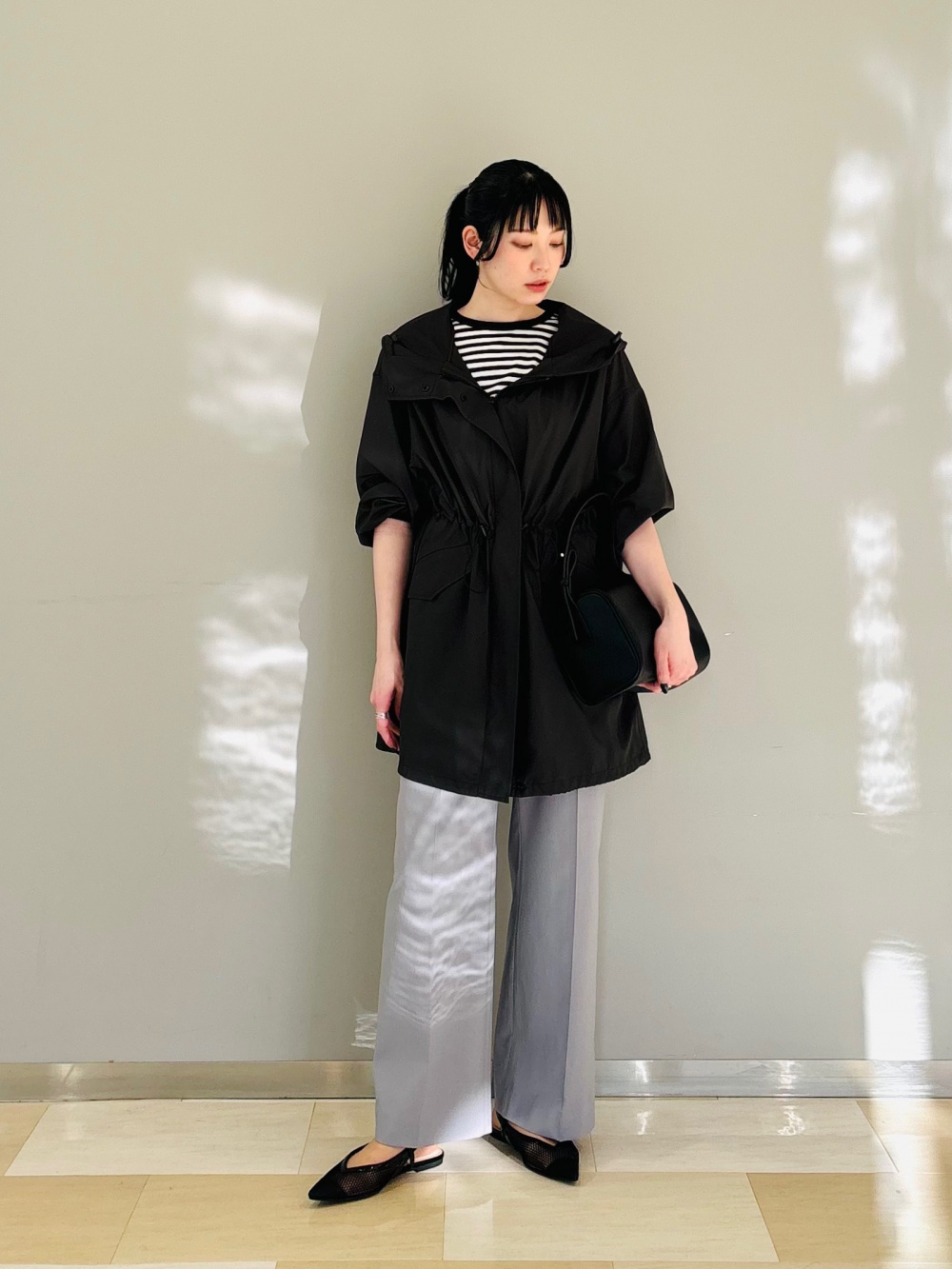 プラステ　リモンタドローストリングフーデッドミドルパーカ　ブラック　Sサイズ PLST(プラステ)公式 | リモンタドローストリングフーデッドミドルパーカ