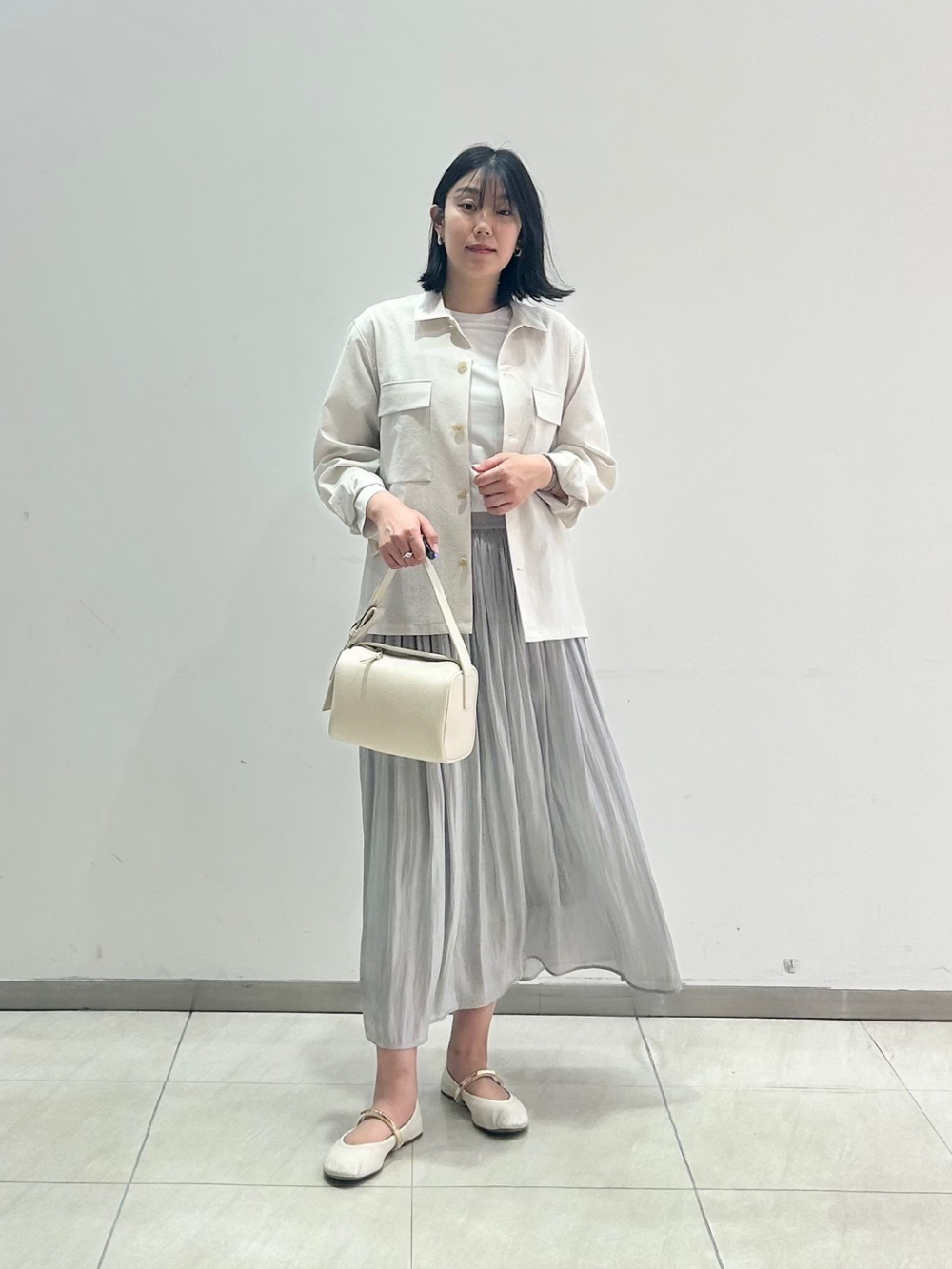 シアープリーツスカート、UVカットレーヨンブレンドモックネックニット