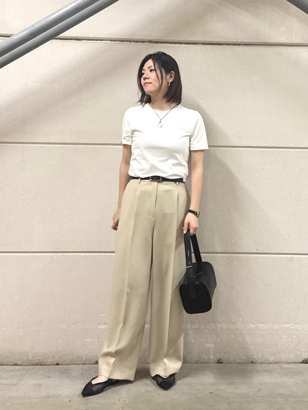 ワイドパンツ（ダブルクロス）、フェイクレザーリバーシブルワイド