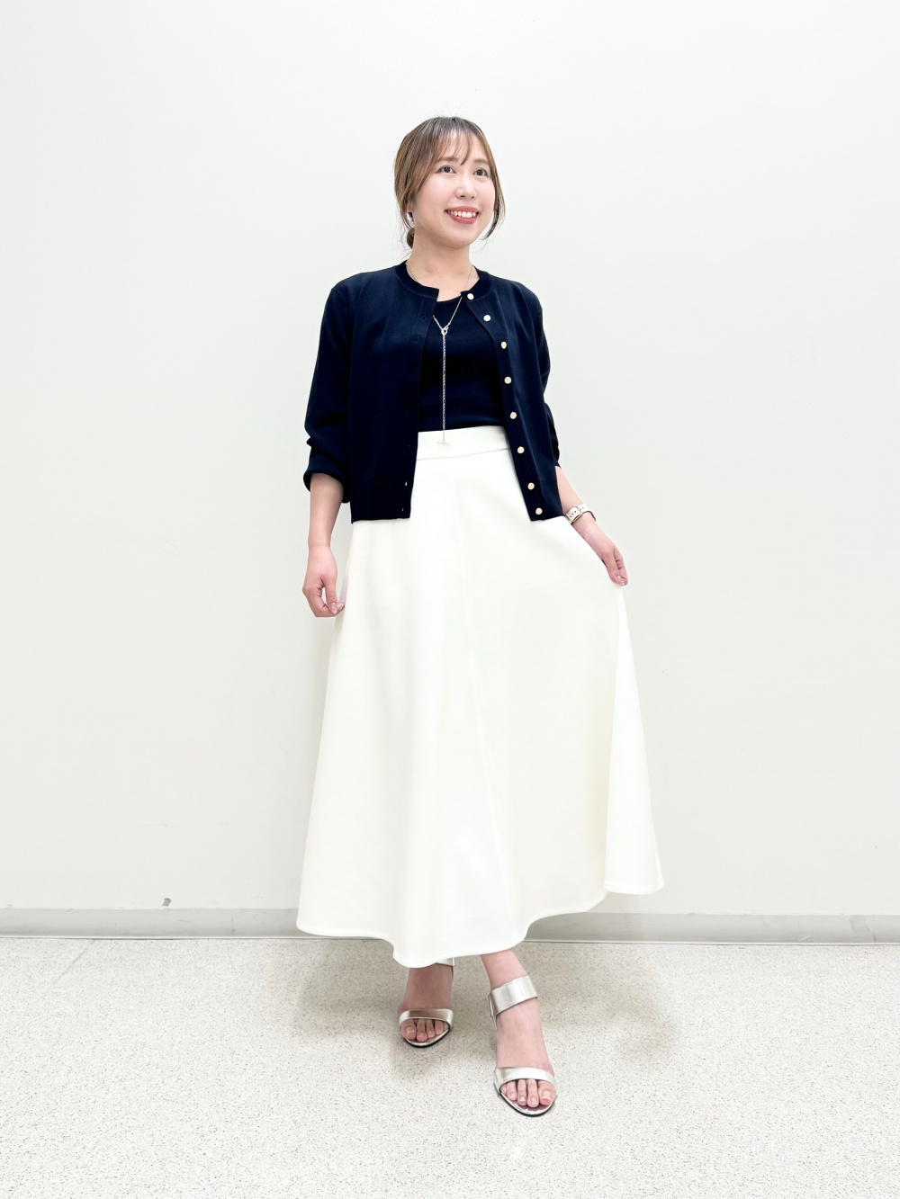 大人も着やすいシンプルファッション スキューバジャージーフレアスカート、UVカットレーヨンブレンド スカート