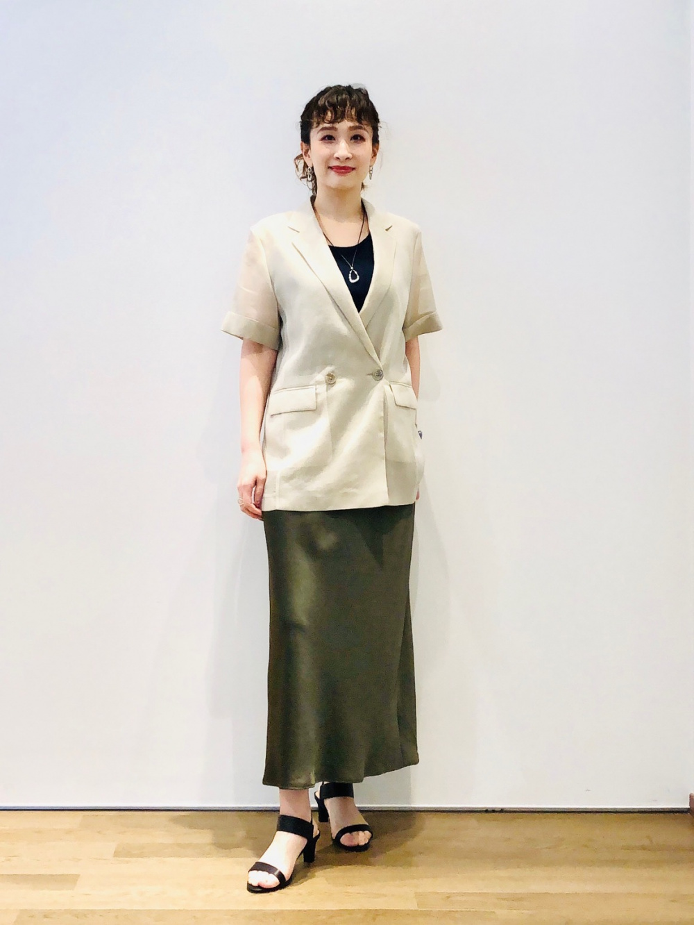 シアーオーガンジーハーフスリーブジャケット、シアーレイヤード