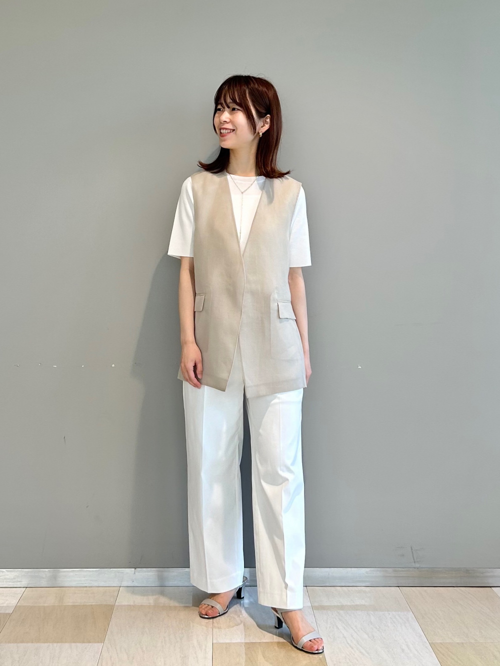 リネンブレンドダブルジャケット、ワイドパンツ(リネンブレンド リネンブレンドダブルジャケット、ワイドパンツ(リネンブレンド