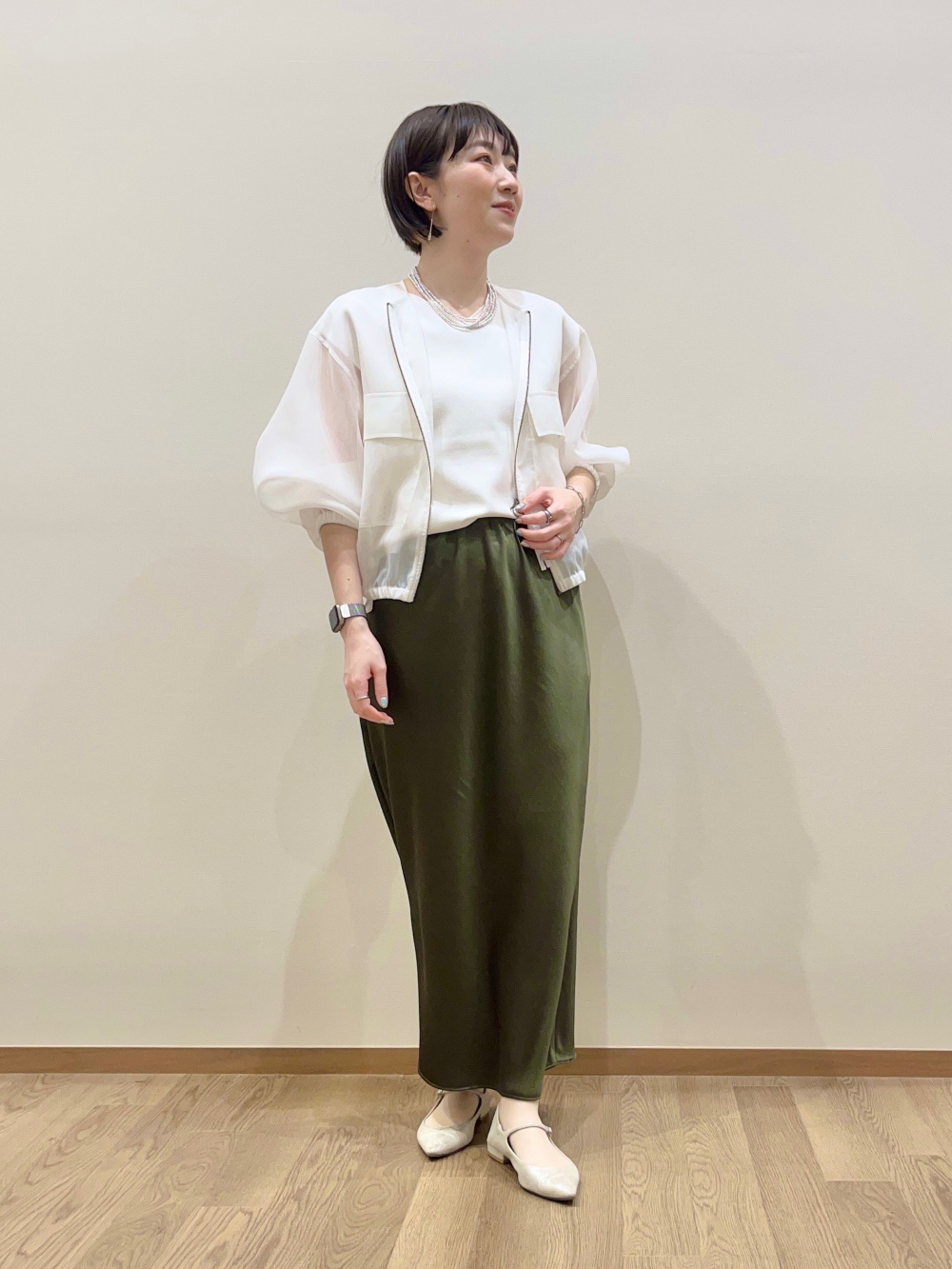 PLST新品シアーオーガンジーブルゾン　Mサイズ PLST(プラステ)公式 | シアーオーガンジーブルゾン(レディース)