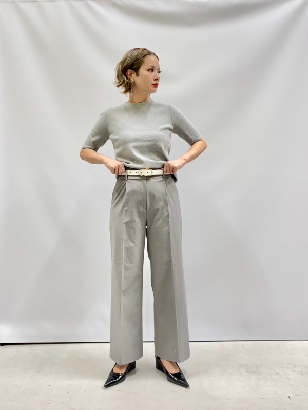 リネンブレンドカラーレスジャケット　リネンブレンドワイドパンツ リネンブレンドダブルジャケット、ワイドパンツ（リネンブレンド