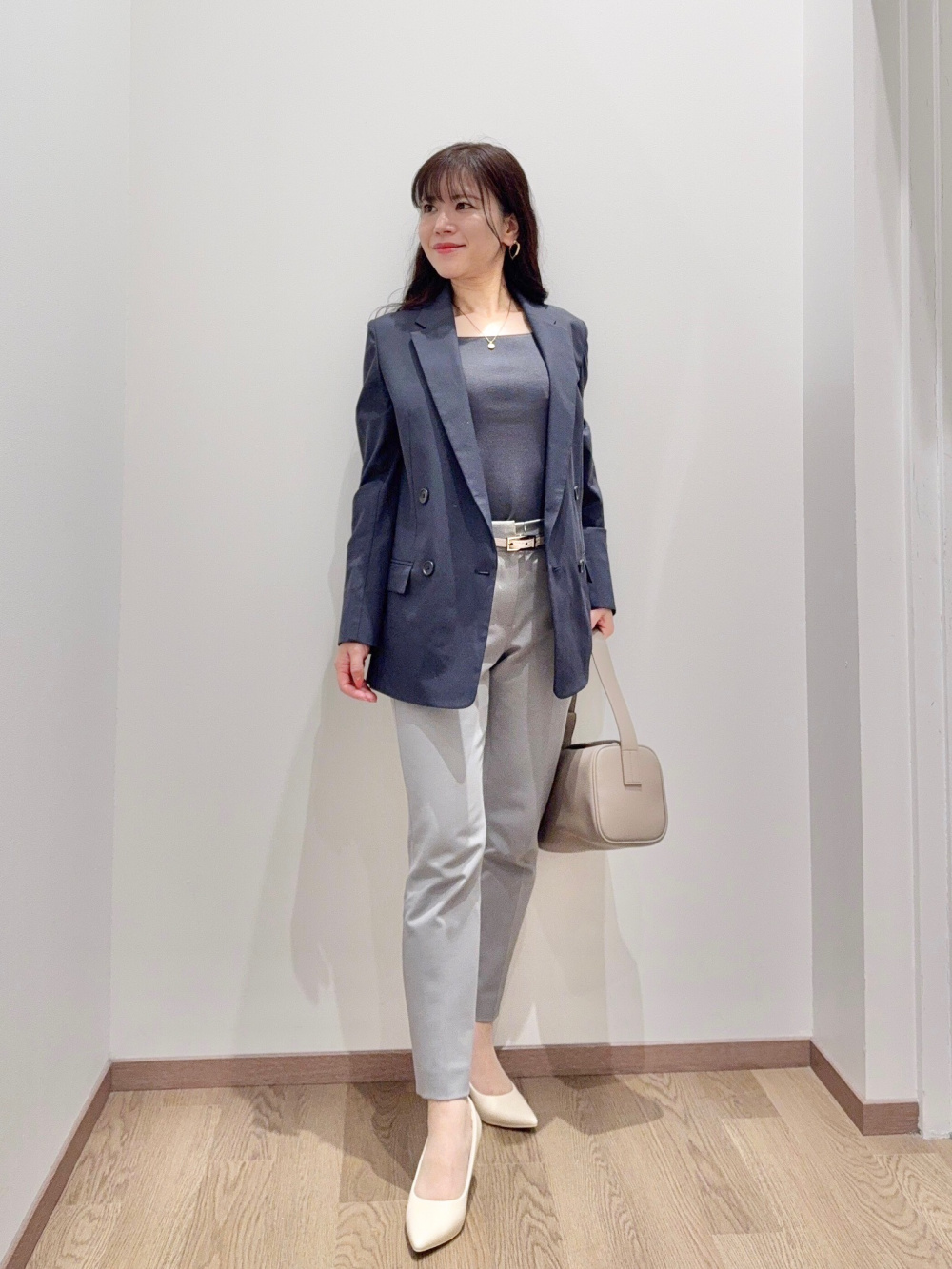テーパードパンツ（ウォームリザーブ）、ラメボウタイニットプル