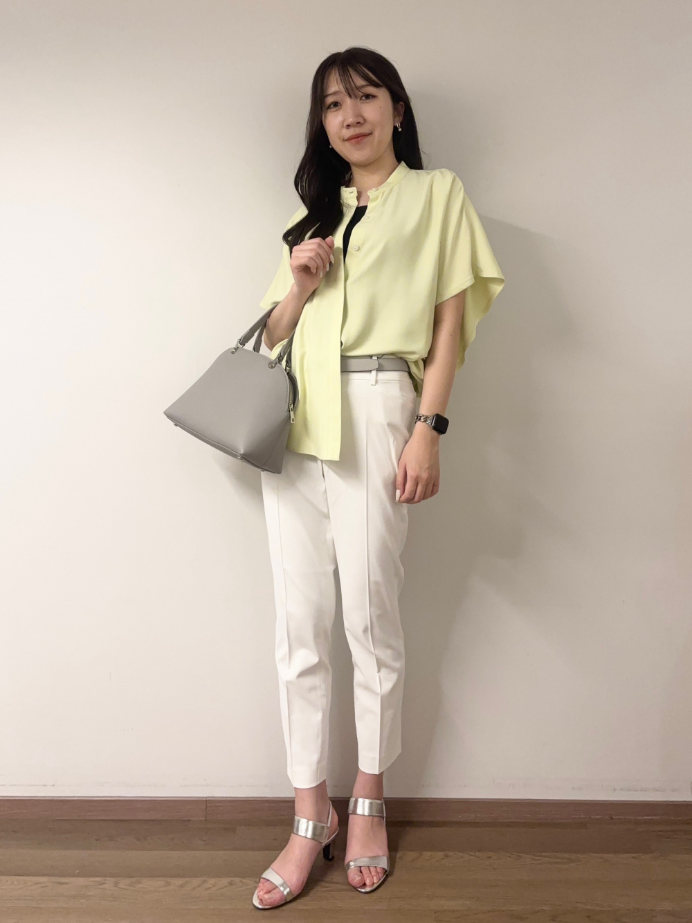 スティックパンツ（リネンブレンド）、コットンアセテート