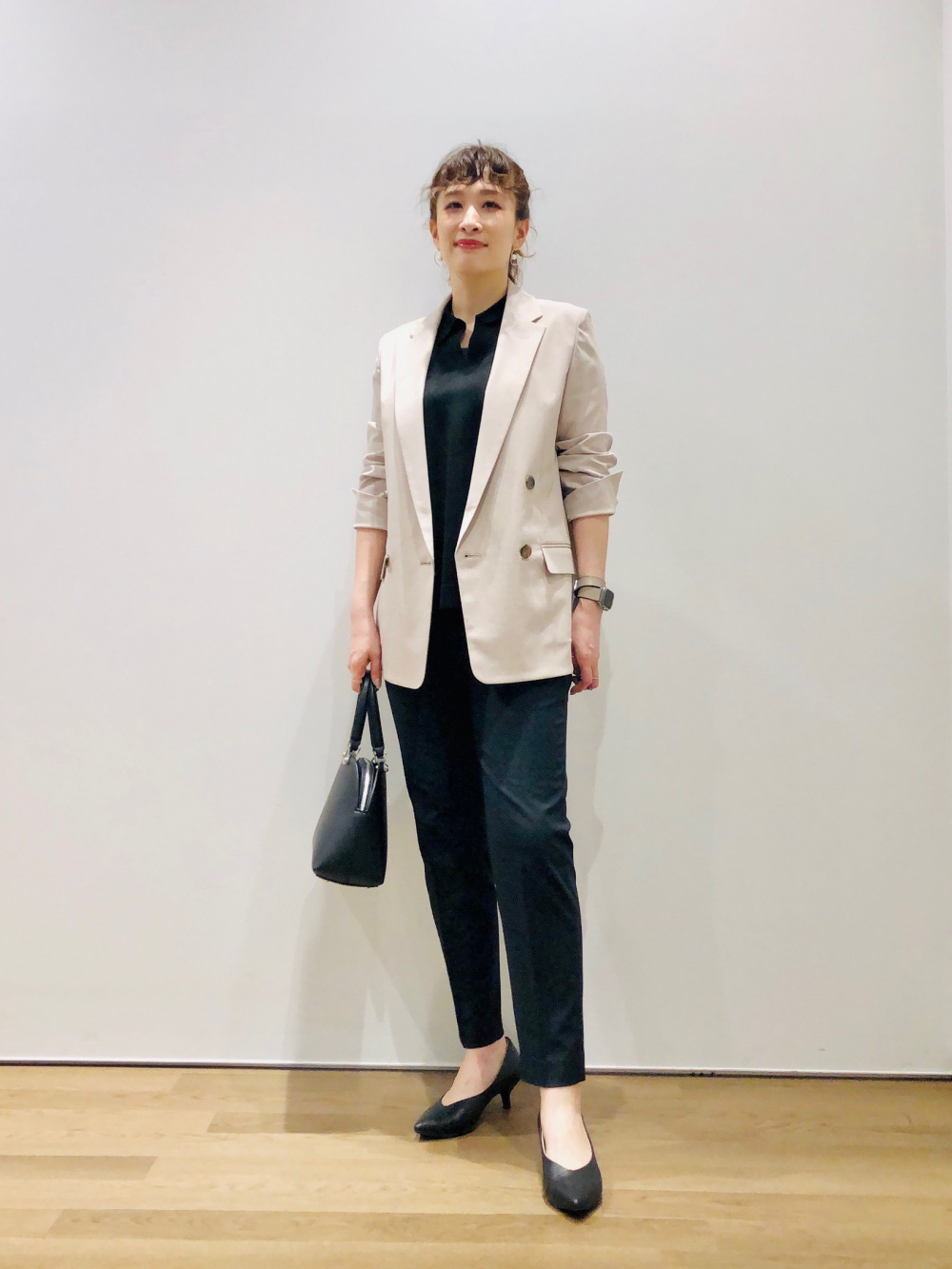 リネンブレンドダブルジャケット、スティックパンツ（リネン