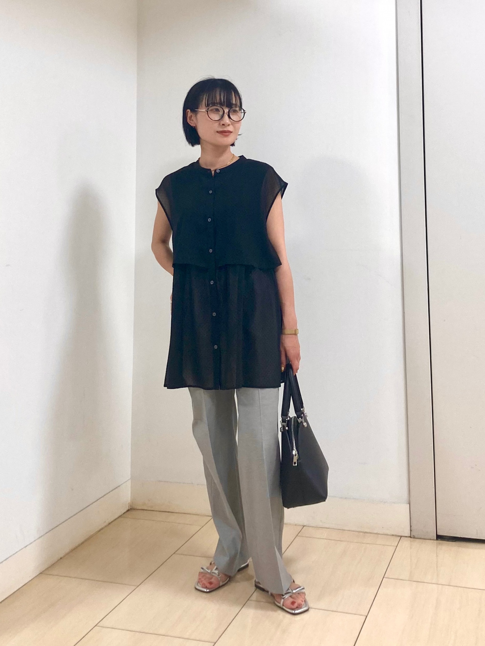 PLST プラステ リネンブレンドダブルジャケット＆ワイドパンツ ネイビーL リネンブレンドダブルジャケット、ワイドパンツ（リネンブレンド