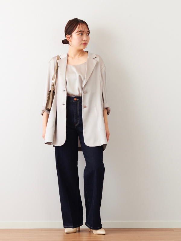 トリアセサテンシャツジャケット」の着用コーディネート| プラステ