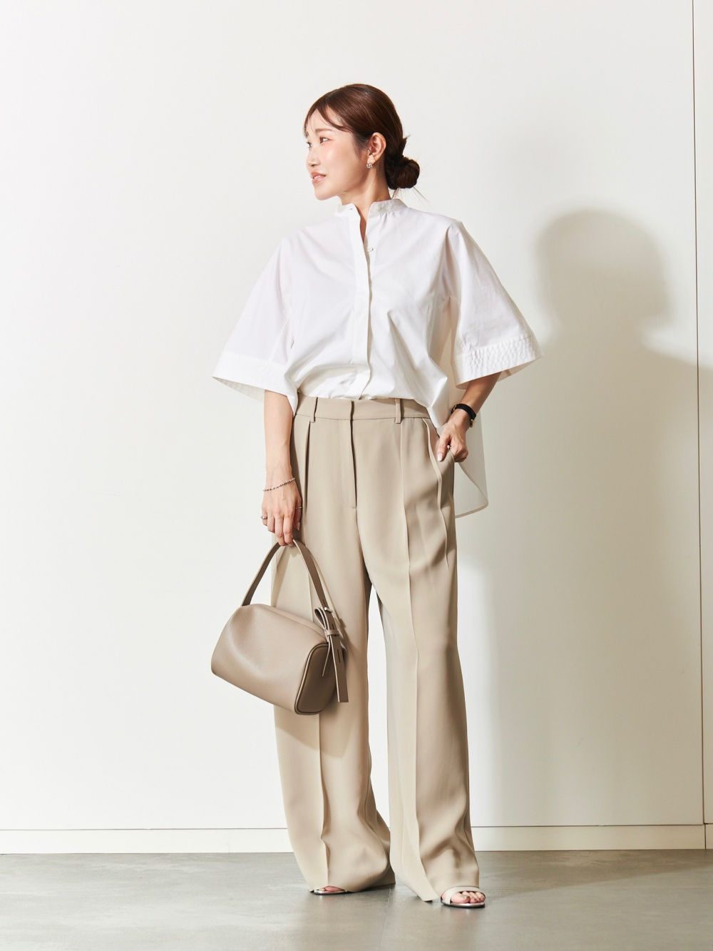 コットンブレンドハーフスリーブシャツ」の着用コーディネート| プラステ