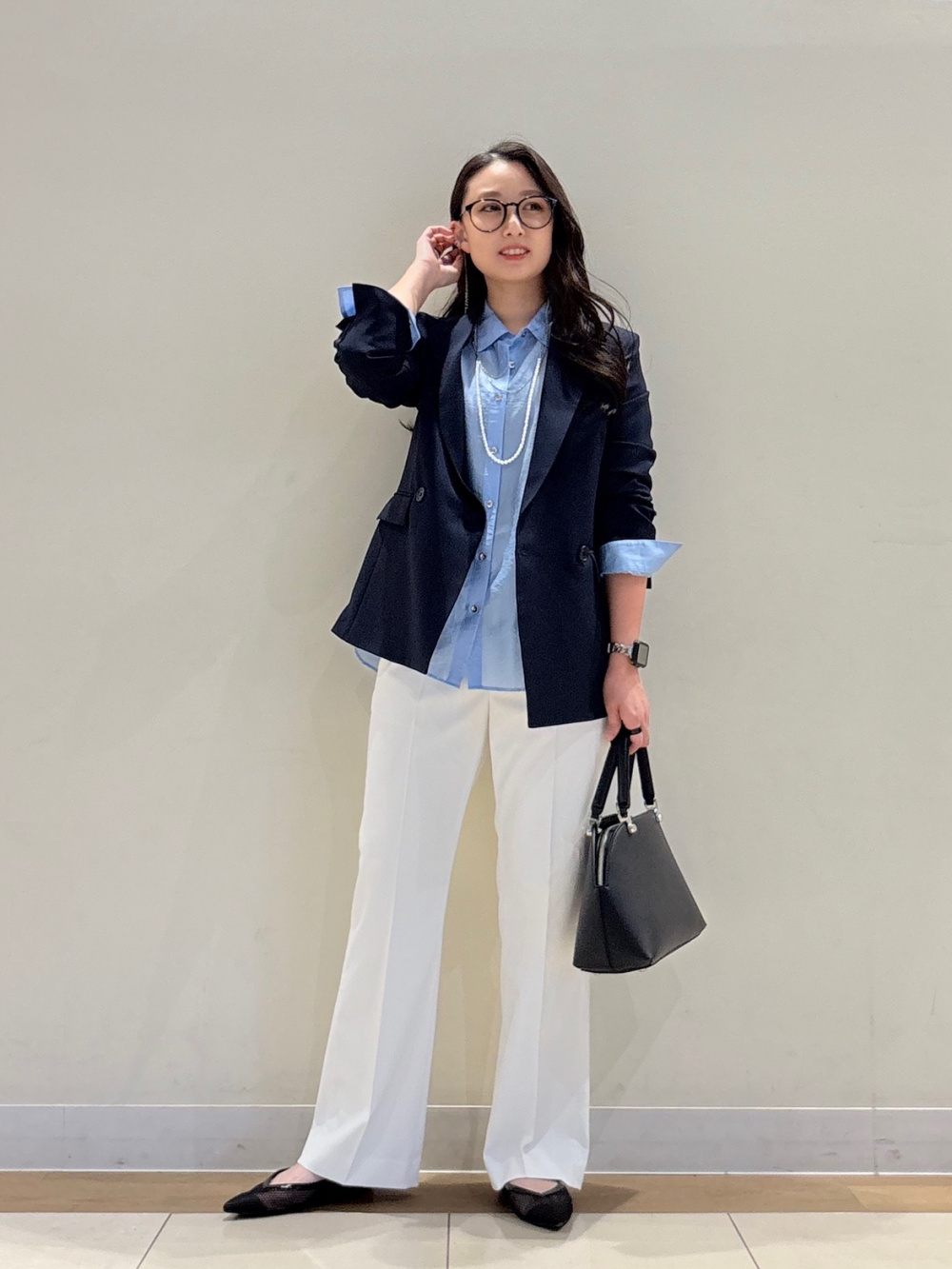 プレミアムオックスダブルジャケット、ソフトフレアパンツ（リネン