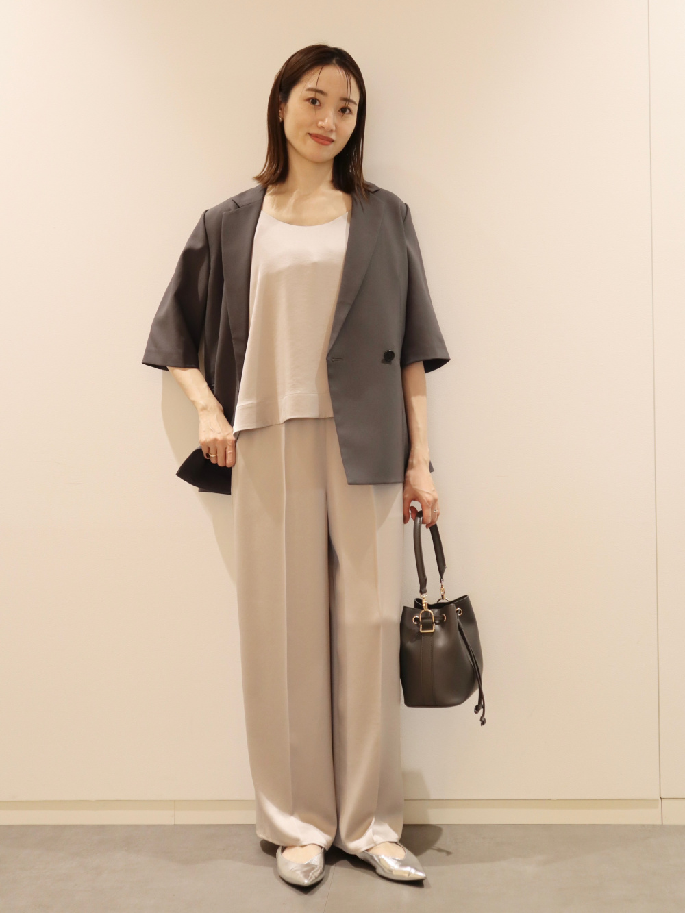 プラステ　リネンブレンドスティックパンツ　パンツスーツセット　ベージュ　M 2023年モデル スティックパンツ（リネンブレンド）、シアー