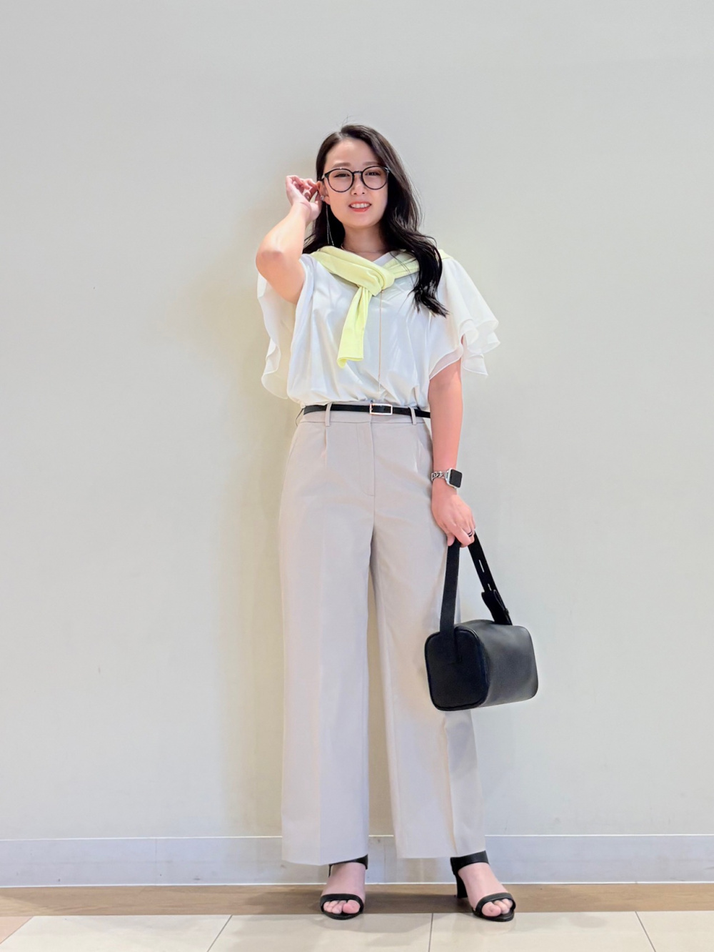 2024年モデル ワイドパンツ（リネンブレンド）、フェイクレザー