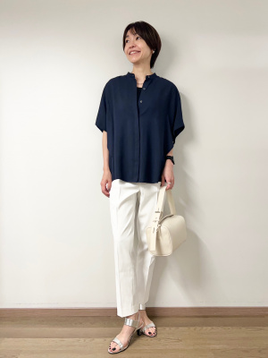 プラステ 【新品】 バンドカラーパネルスリーブシャツ イエロー